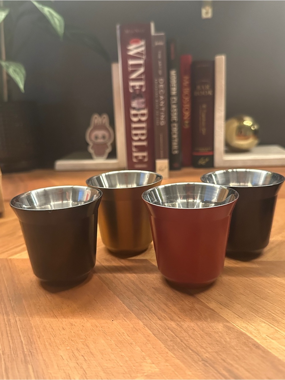 Nespresso Metallic Red, Gold, and Black Espresso Cups - Set of Four (4)